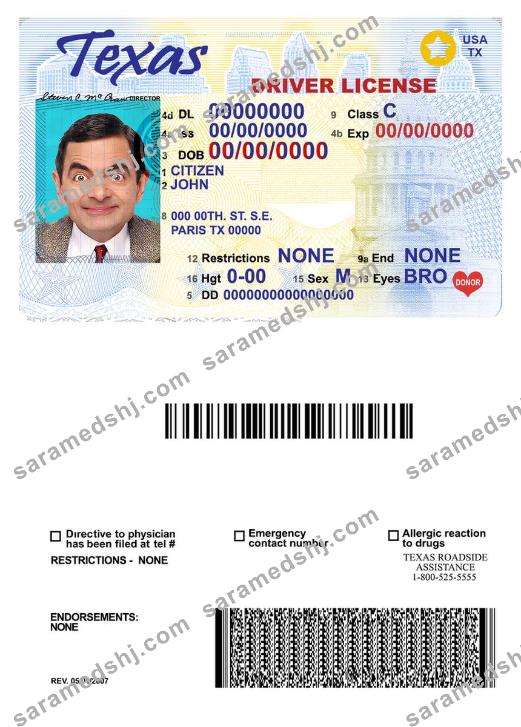 USA Texas driving license